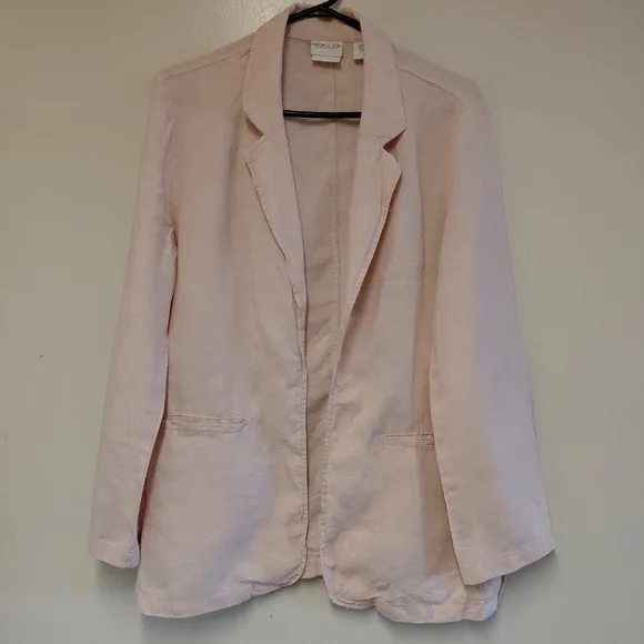 Rachel Zoe Women's 100%Linen Pink Open Front Blazer Jacket Size M - Picture 1 of 11